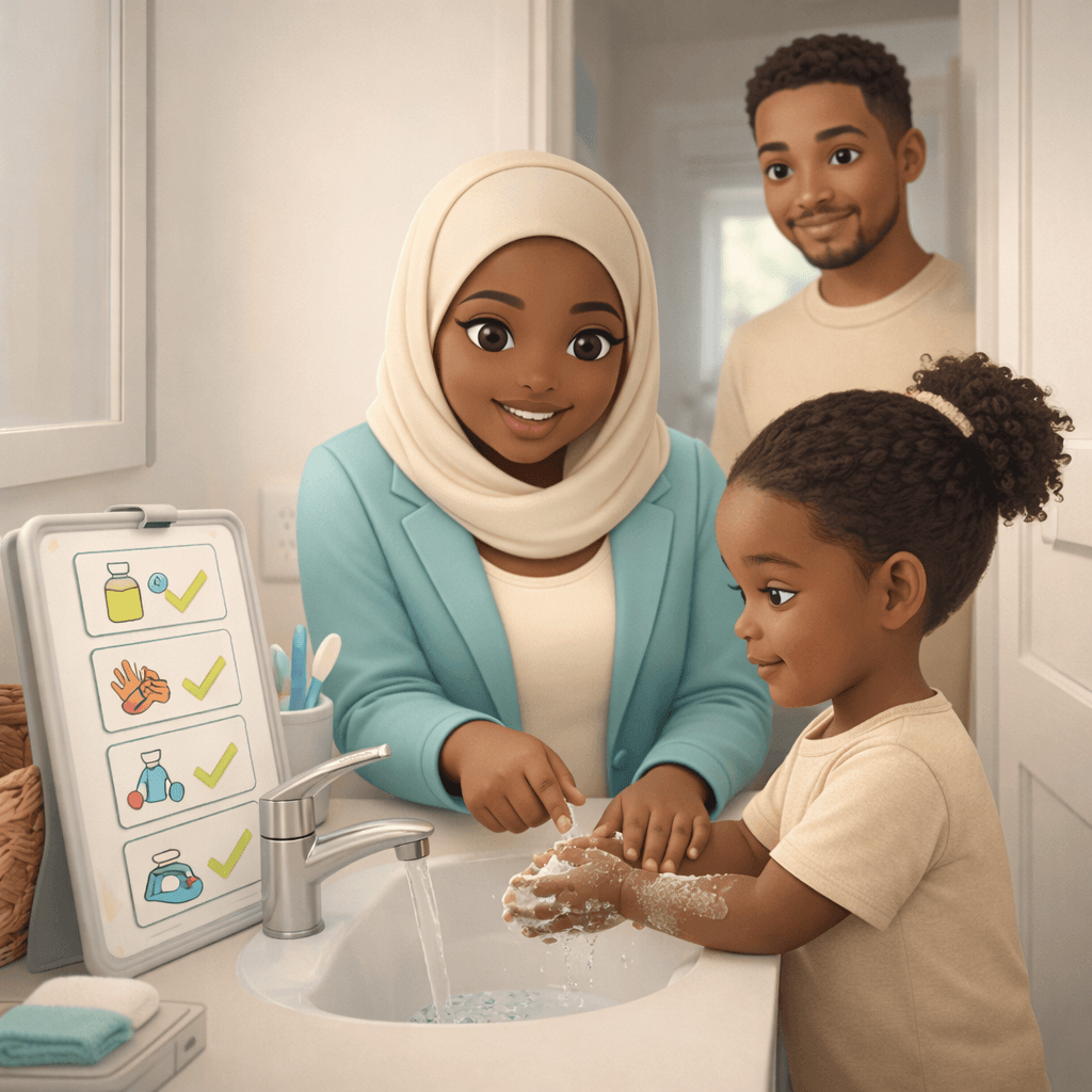 Home-based ABA therapy session with therapist and child